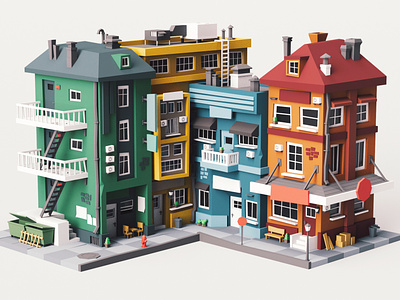 Street Buildings 03 stylized