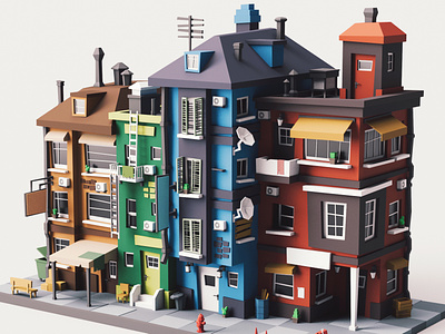 Street Buildings 04 stylized