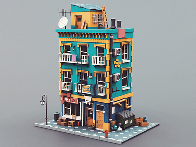 Low poly Store 01 stylized