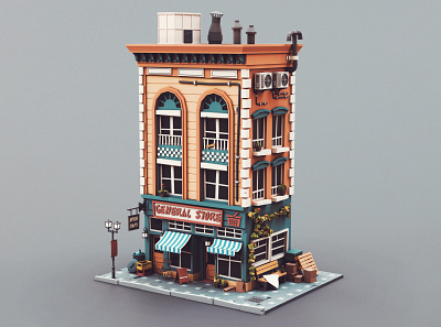 Low poly General Store 01 general store stylized