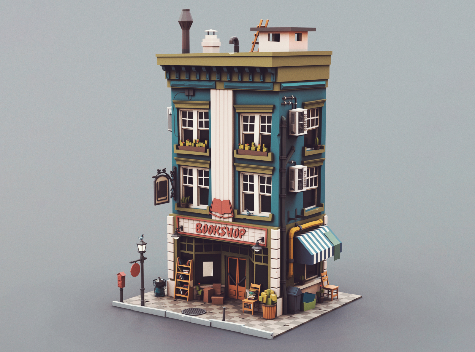 Low poly Bookshop 01 by Piccopoly on Dribbble