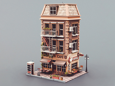 Low poly Cafe 01