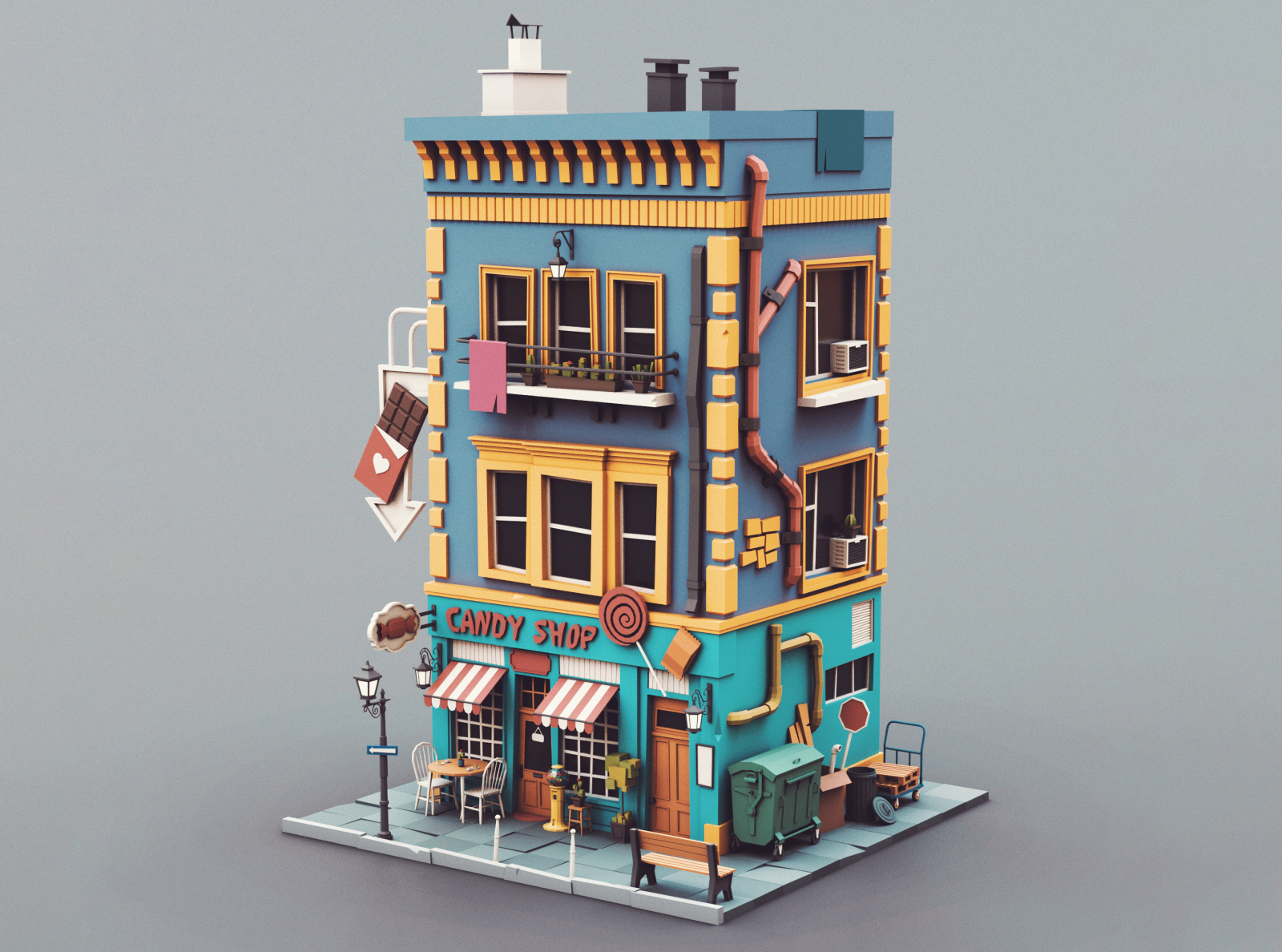 Low poly Candy Shop 01 by Piccopoly on Dribbble