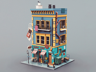 Low poly Candy Shop 01 candy shop stylized sweet shop