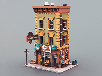 Low poly Music Shop 01
