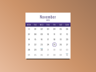 Day 011 - Calendar Card calendar calendar card dailyui day011 day11 ui user interface widget