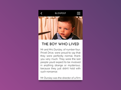 Day 018 - Blog Post blogpost dailyui day018 day18 harry mobile potter ui user interface