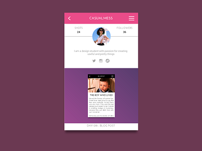 Day 019 - Dribbble Profile android app dailyui day019 day19 dribbble interface mobile profile ui user