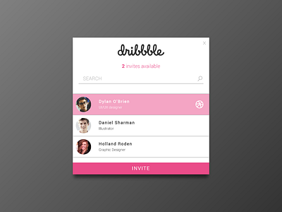 Day 021 - Dribbble Invitation Modal dailyui day021 day21 dribbble invitation modal ui user interface