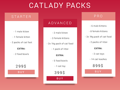 Day 040 - Pricing Table dailyui day040 day40 pink pricing table ui user interface