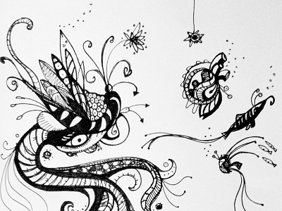 Sometimes I draw weird things creature illustration line monsters ocean pen weird