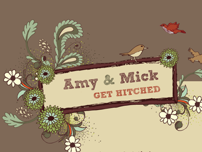 Amy & Mick birds sketch wedding