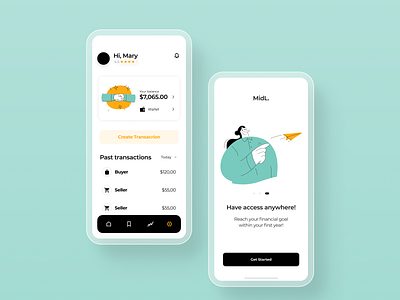 MIDL - Fintech Mobile App (UI Concept) app bank card design finance fintech flat illustration managment minimal money ui ui ux ux