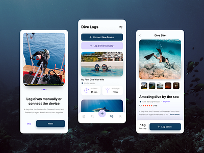 Zentacle App - Social Logbook For Scuba Divers (UI Concept) design diving diving log flat minimal social social app ui ui ux ux
