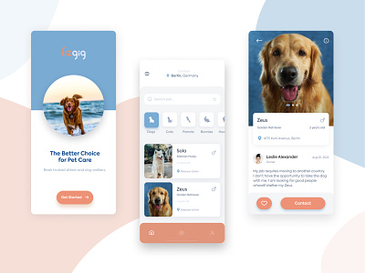 Fizgig - Pet Care Service App app caring hands design flat minimal oving paren pet pet care service pet sitter take care ui ui ux ux