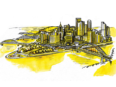 Pittsburgh illustration pencil pittsburgh watercolor