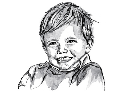 David illustration pencil portrait watercolor