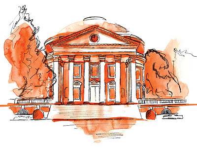 University of Virginia Rotunda charlottesville illustration pencil uva watercolor