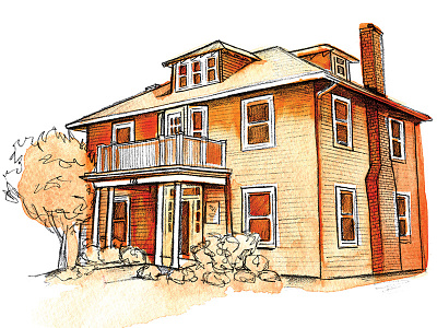 University of Virginia Study Center illustration pencil uva watercolor