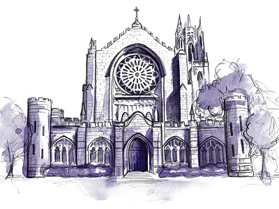 Sewanee Chapel illustration pencil sewanee watercolor