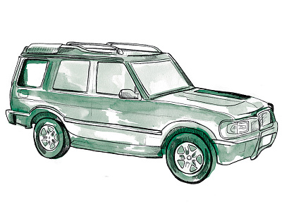 Land Rover editorial illustration pencil watercolor