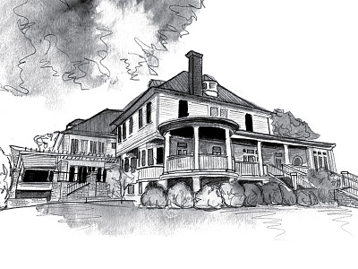 Watson Manor illustration pencil watercolor