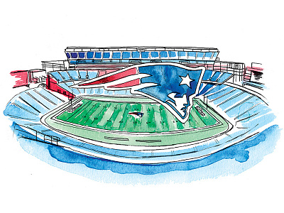 Patriots football illustration patriots pencil stadium watercolor