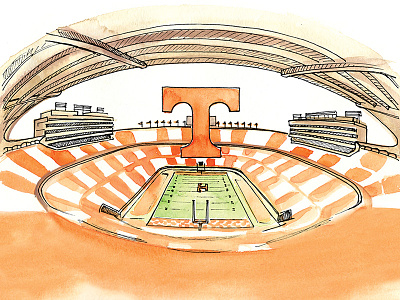 University of Tennessee Stadium football illustration tennessee ut volunteers watercolor