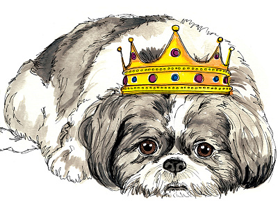 Her Majesty dog illustration pet portrait watercolor