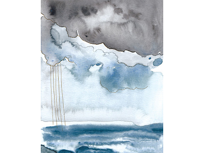 Stormy Sky gouache ink storm watercolor