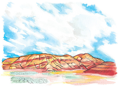 7 Wonders of Oregon: Painted Hills 7 wonders of oregon illustration landscape painted hills pnw watercolor