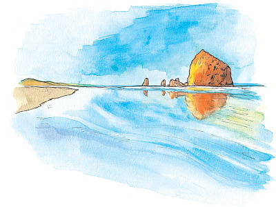 7 Wonders of Oregon: The Coast 7 wonders of oregon cannon beach coast illustration landscape pnw watercolor