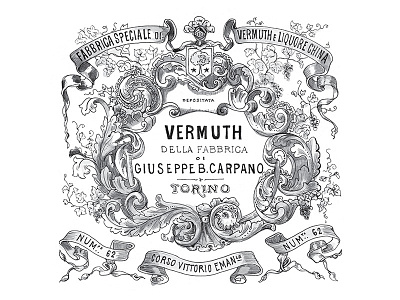 Giuseppe B. Carpano Vermuth bar carpano drawing illustration ink label vermuth watercolor