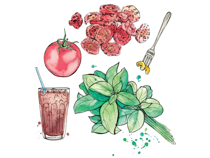 Olive Garden editorial marketing olive garden food ink watercolor illustration