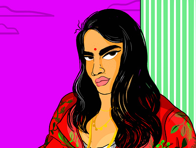 Stare art eyes gold illustraion illustration art illustrator indian indianwomen photoshop print women