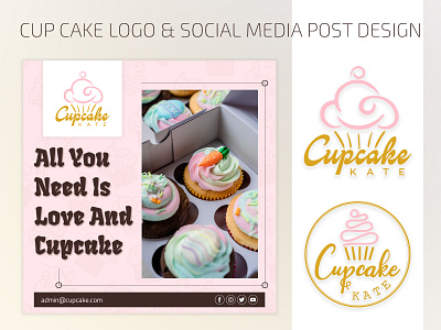 Cup Cake Logo & Social Media Post Design Practice branding design icon illustration logo typography ui ux vector