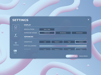 DailyUI 007 - Game Settings dailyui design desktop game settings ui