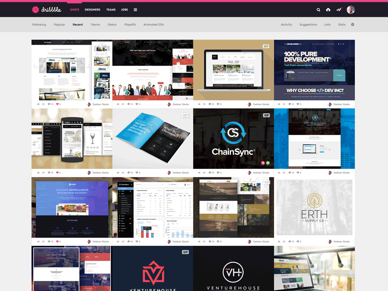 Dribbble Feed Redesign