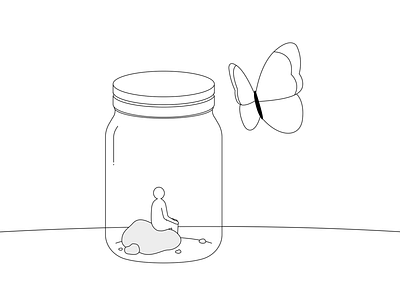 Man in a jar illustration