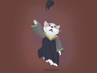 Cat cat graduate illustration