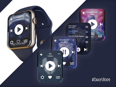 Music Player Smartwatch adobe xd dailyui design music music app music player smartwatch spotify ui vector