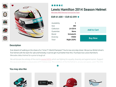 Single Item button dailyui012 ecommerce f1 helmet illustration lewis hamilton mercedes page racing shop shopping shopping cart single item sport ui web