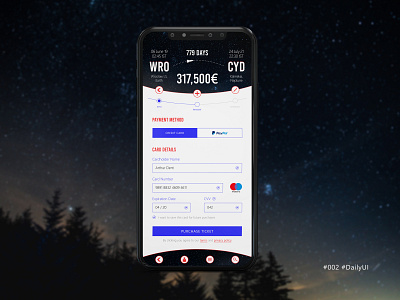 Space Experiences 002 checkout dailyui design form illustration interfacedesign payment screen smartphone space travel travel app ui ui design