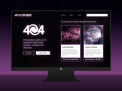 404 - Planet not found 008 404 black dailyui desktop galaxy mac planet purple scifi space ui webdesign