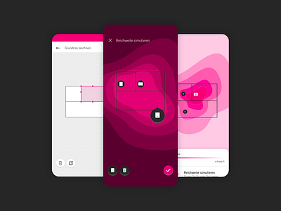 WiFi Signal Strength - Simulation aos app design drawing education floorplan gamification heatmap interaction interface ios magenta mobile network signal simulation ui ux wifi wlan