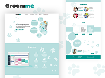 Groomme branding flat design flat illustration groomer illustrator landing page logo veterinary website
