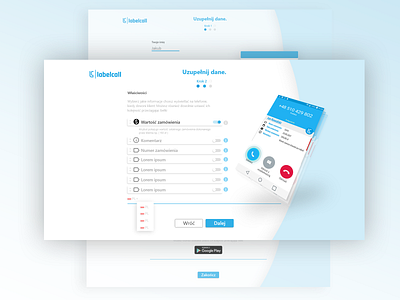 Configuration panel for Labelcall app