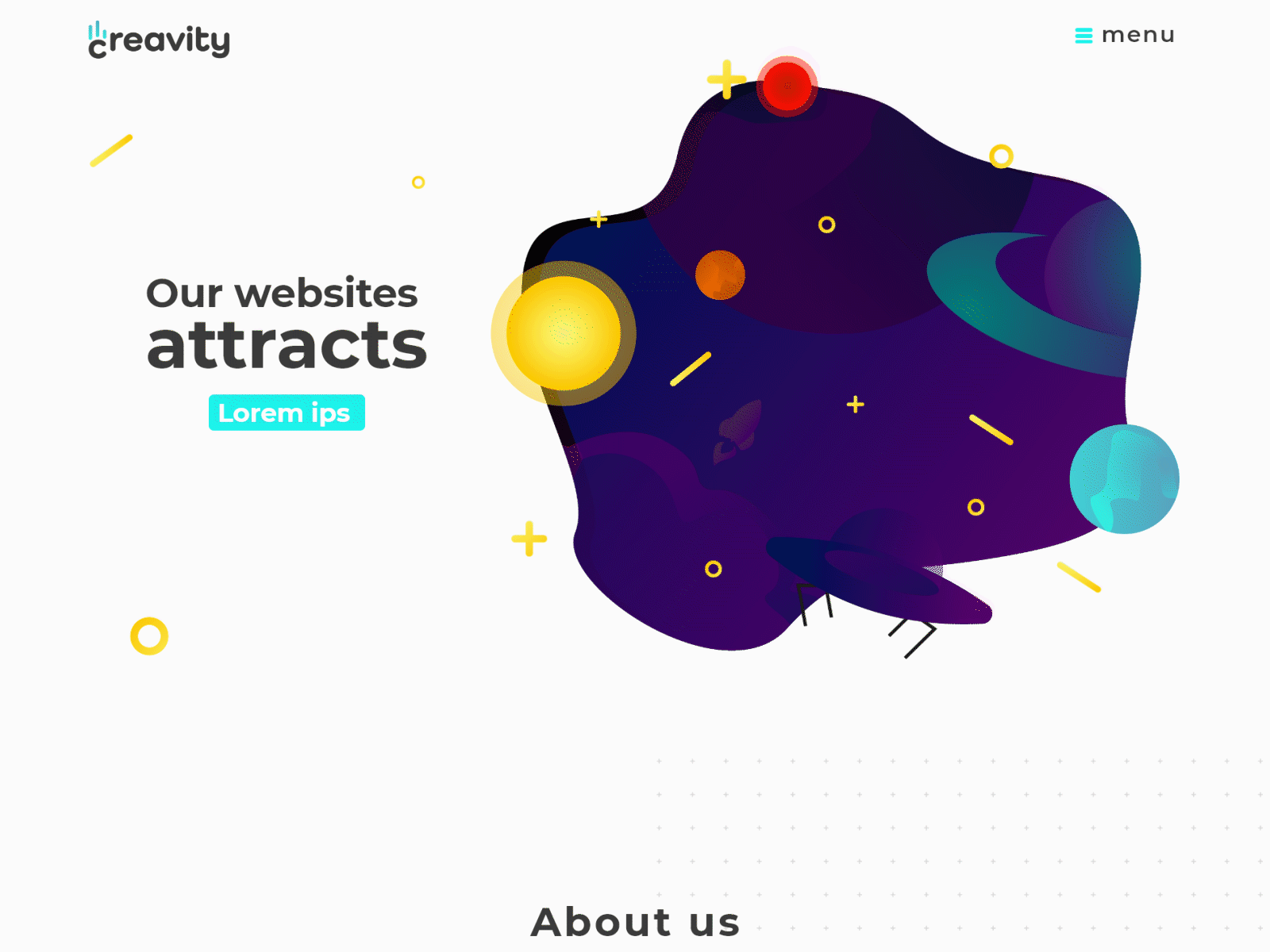 Creavity landing page branding branding design design gravity identity logo webdesign website website design