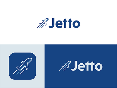 Jetto logo airplane app flights icon identity jet line logo monochrome travel wordmark