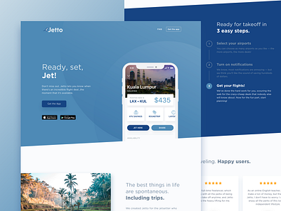 Jetto Marketing Page android branding campaign flight app flights ios landing page marketing monochrome travel travel app uidesign